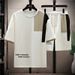 Color Block Men's Short Sleeve T-Shirt & Shorts Casual Lounge Set - Loose Fit Big & Tall Sizes Available_viptrois.com