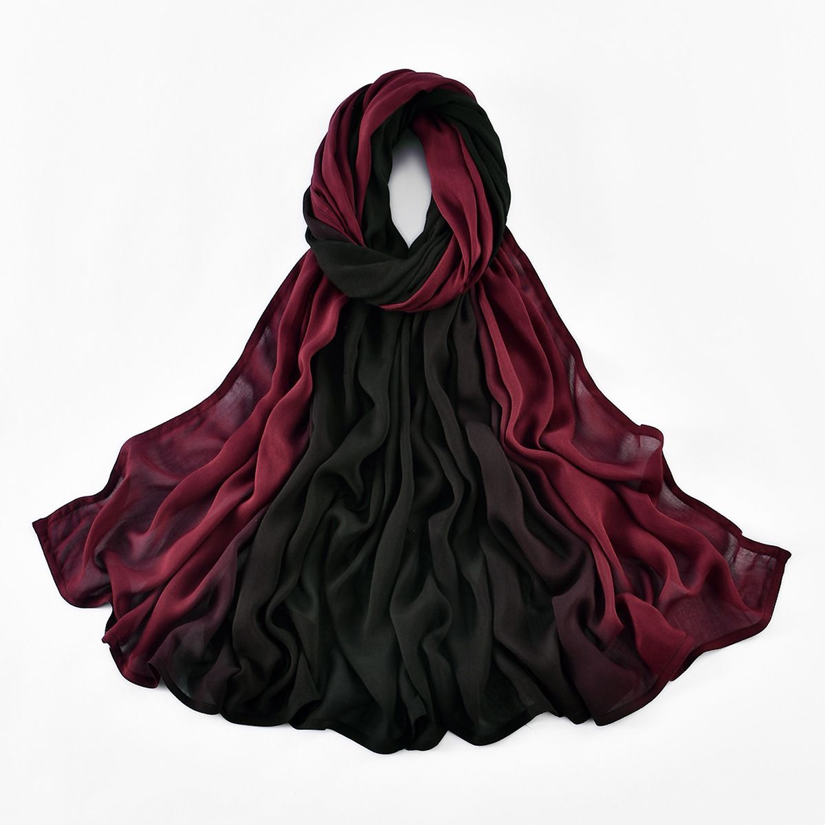 Women's Scarves Literary Retro Gradient Color Wide Brimmed Rayon Long Scarf Light Sunscreen Shawl Beach Towel Headscarf_viptrois.com