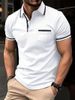 2025d 2025 Summer Casual Button Color Block Pocket Men's Polo Sports Shirt_viptrois.com