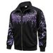 Men's Zip-Up Hoodie Jacket - Streetwear Print Overshirt, Thick Cotton Blend, Dark Aesthetic (S-XXL, Black/White/Red/Purple)_viptrois.com