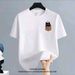 【DORAE】Unisex Oversized T-shirt (100% Cotton) Off-White ("Pocket Cat" Print & Minimalist Casual Design) – Casual Style For Everyday Casual_viptrois.com