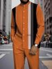 Men's Casual Trendy 3D Printed Ethnic Style Stand Collar Shirt And Long Trousers Set_viptrois.com