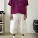 Men's Retro Washed White Wide Leg Denim Capri Shorts Summer Street Style Loose Casual Workwear_viptrois.com
