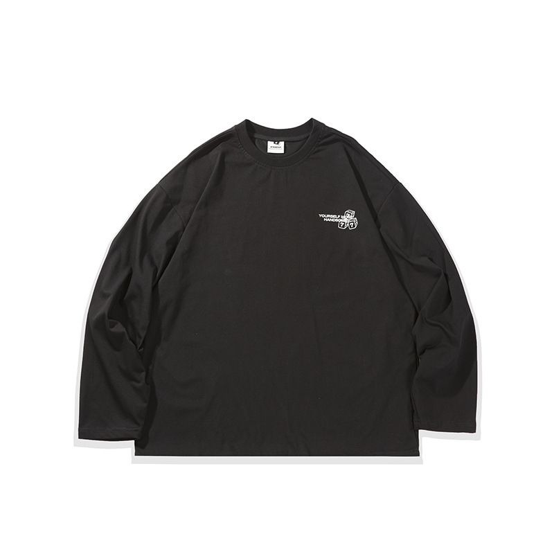 ATBORDER 2025 Spring New Japanese Style Back Print Round Neck T-Shirt Retro Couple Versatile Sweatshirt For Men_viptrois.com