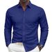 Classic Fit Men's Casual Shirt Long Sleeve Button Down Collar Solid Color Comfort Stretch Fabric For Daily Wear & Business Casual_viptrois.com