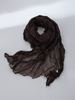 County Literature Brown Cotton Scarf For Women, Thin Artistic Linen Wrinkled Silk Scarf, Neck Tie, Long Strip,_viptrois.com