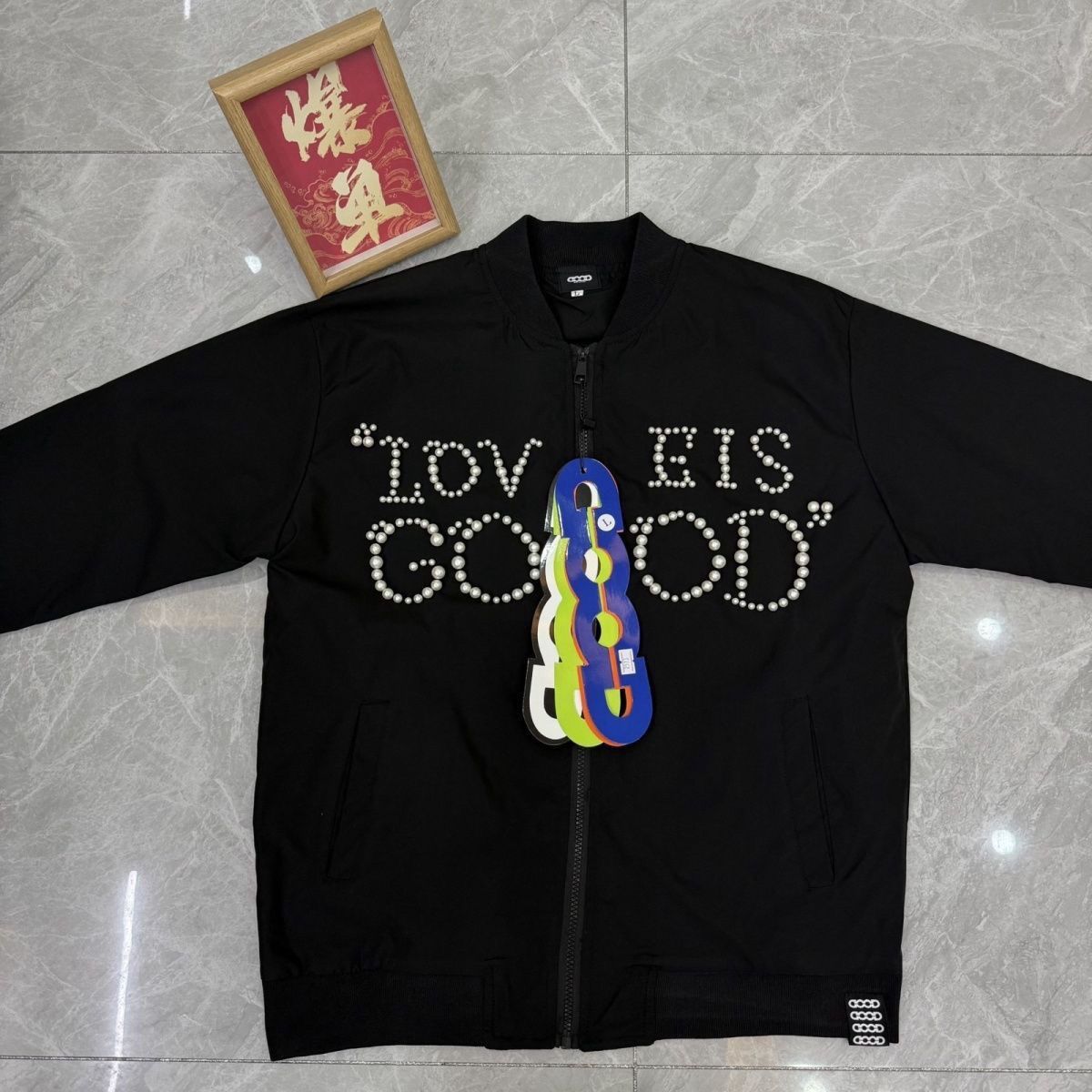 American Style Embroidered Pearl Jacket Men Women, Spring And Autumn Versatile Baseball Loose Fit Stylish Light Luxury_viptrois.com