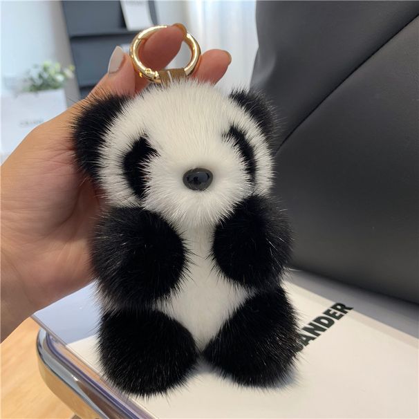 Bag Charms Cute Little Panda Mink Fur Pendant Car Keychain Plush Doll Bag Pendant Cute Gift_viptrois.com