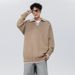 Collar Solid Color Knitted Sweater For Men, Versatile, Trendy And Casual Design, Long Sleeved_viptrois.com