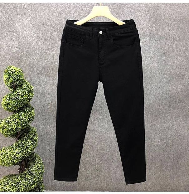 Men's Solid Color Jeans For Men Trendy Brand Slim Fit Skinny Nine-point Pants For Men Spirited Young Men White Casual Pants_viptrois.com