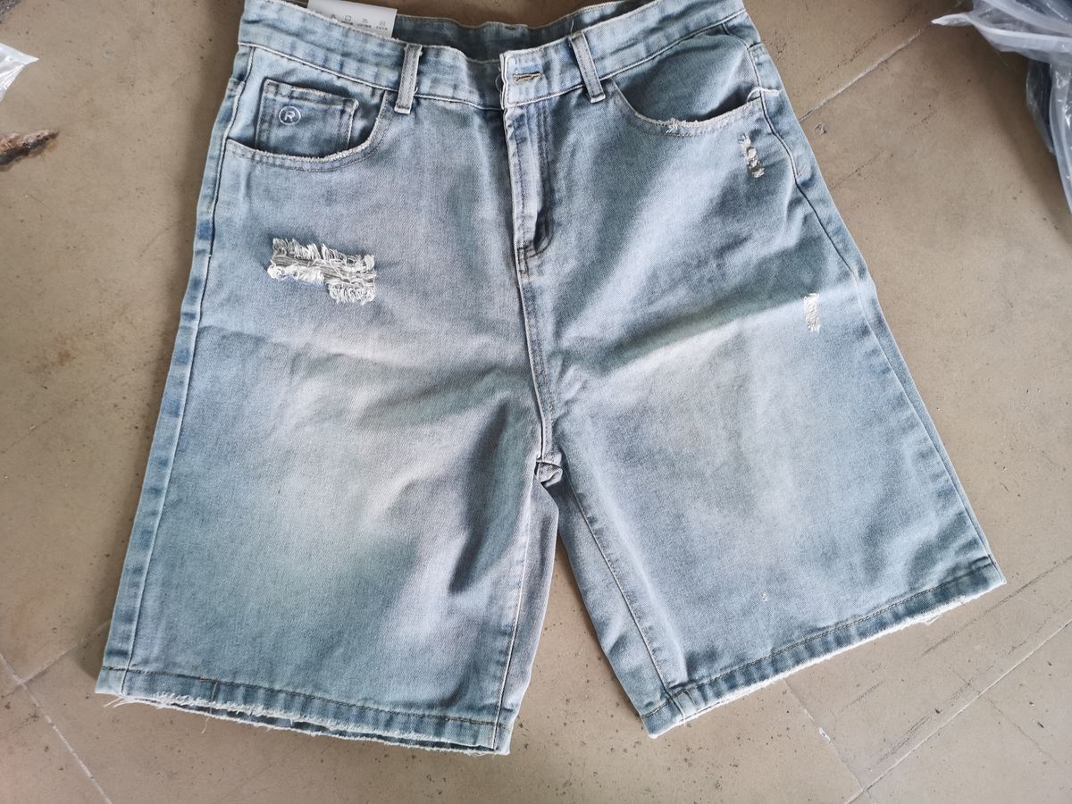 Men's Clothing Gothic Style Black Punk Washed Denim Shorts Men's Summer Street Hip Hop Ripped Y2k Shorts_viptrois.com