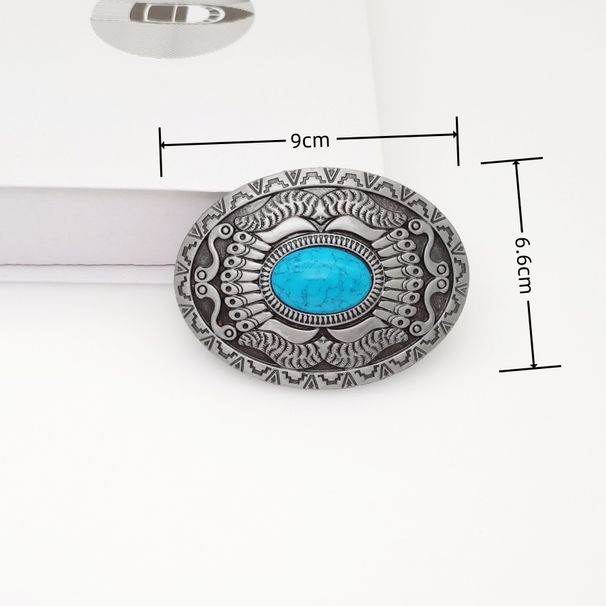 Bohemian Belt Buckle - Zinc Alloy Oval Waist Strap With Auto Snap | Vintage Western Style For Women & Men (Adjustable 26-38 Inch)_viptrois.com