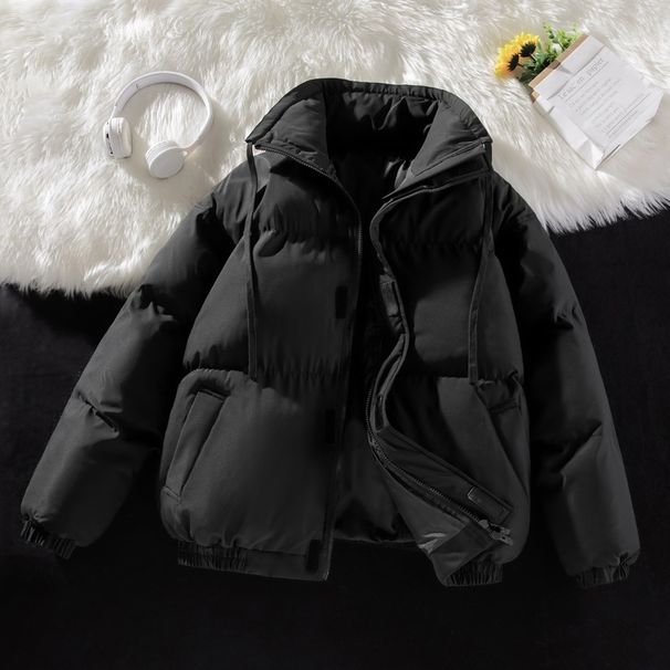 Men’s Quilted Stand Collar Jacket – Trendy Loose Fit | All-Season Lightweight Coat | Black/White/Grey/Green/Brown | Sizes M-8XL_viptrois.com