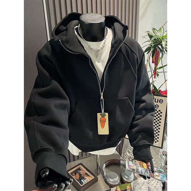 New Minimalist Half Zipper Hooded Sweatshirt With Trendy Temperament, Fashionable And Versatile Loose Top_viptrois.com