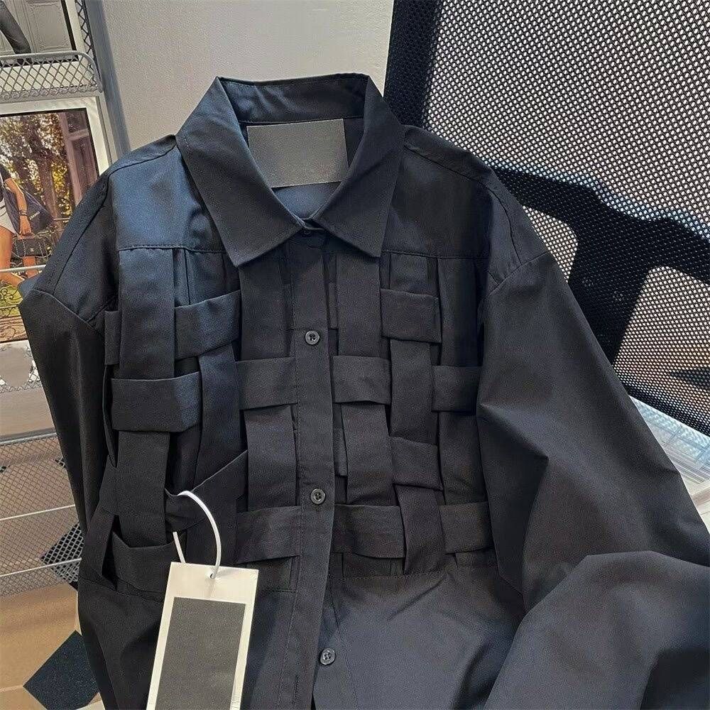 Men's Clothing Light Mature Style Design Sense Solid Color Long Sleeved Shirt For Men Street Style Cool Drape Couple Thin Lapel Outerwear Shirt_viptrois.com
