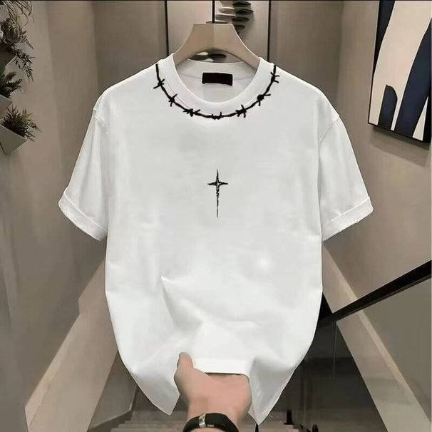 Simple And Versatile 2025 Summer New Large-sized Loose Round-neck High-end Men's Short-sleeved T-shirt_viptrois.com