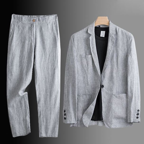 Men's Clothing Linen Suit Men's Summer Thin Pants Top Thin Jacket Men's Cotton And Linen Casual Suit Men's Spring Free Shipping_viptrois.com