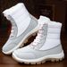Polyurethane Plus Size Women's High Top Warm Cotton Shoes Cold-Proof Snow Comfortable Long Boots_viptrois.com