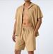 Summer Sports Short Sleeve Shorts Cotton Linen Loose Casual Men's Shirt Set_viptrois.com