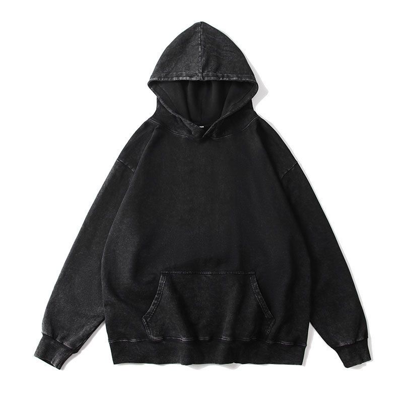 Vintage Washed Hoodie Men's Oversized Pullover Sweatshirt 350g Heavyweight Cotton Streetwear Casual Unisex_viptrois.com