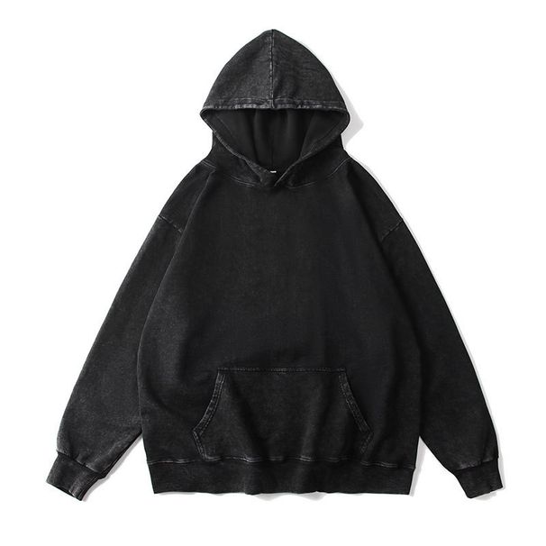 Vintage Washed Hoodie Men's Oversized Pullover Sweatshirt 350g Heavyweight Cotton Streetwear Casual Unisex_viptrois.com