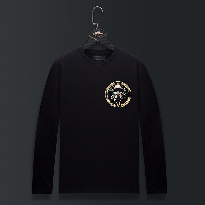 Men's Clothing Round Neck T Shirt Men's Trendy Simple Loose T Shirt Spring And Autumn New Long Sleeved Bottoming Shirt Top Clothes Men's Hot Diamond_viptrois.com