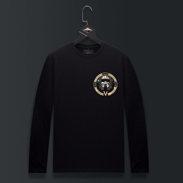 Men's Clothing Round Neck T Shirt Men's Trendy Simple Loose T Shirt Spring And Autumn New Long Sleeved Bottoming Shirt Top Clothes Men's Hot Diamond_viptrois.com