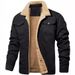 Men's Fleece-Lined Workwear Jacket - Stylish Winter Casual Coat With Multiple Pockets, Slim Fit, Long Sleeve (Black, Navy, Gray, Olive,_viptrois.com