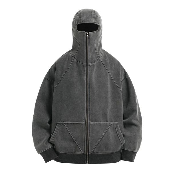 Men's Clothing 2025 New American Street Washed Hoodies Loose Jackets Functional Style Cardigan Zipper Sweatshirt_viptrois.com