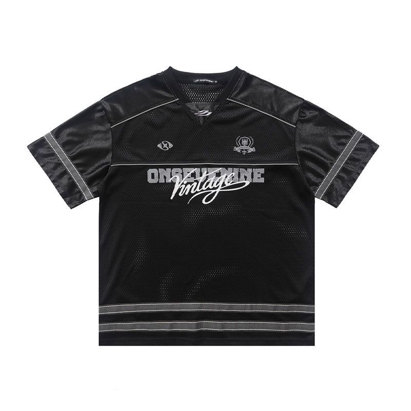 American-style Mesh Breathable Quick-dry T-shirt For Men, Summer Trendy Color-blocking Sports Cycling Motorcycle_viptrois.com