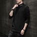 Double Sided Velvet Hoodie Men's Long Sleeved T-Shirt Base Shirt Solid Color Round Neck Trendy Knitted Sweater 846_viptrois.com
