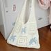 Knitted Bag Retro Hollow Hand Woven Bag Shoulder Bag Blue Turtle Women's Handbag Shopping Bag_viptrois.com