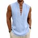 Men's Viking Style Linen Tank Top - Breathable Oversized Sleeveless Shirt With Adjustable Drawstring & Medieval Aesthetic_viptrois.com
