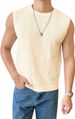 Men's Clothing Summer Men's New Solid Color Hollow Breathable Round Neck Casual Vest Sweater Men's Sleeveless Tops Men's Clothing_viptrois.com