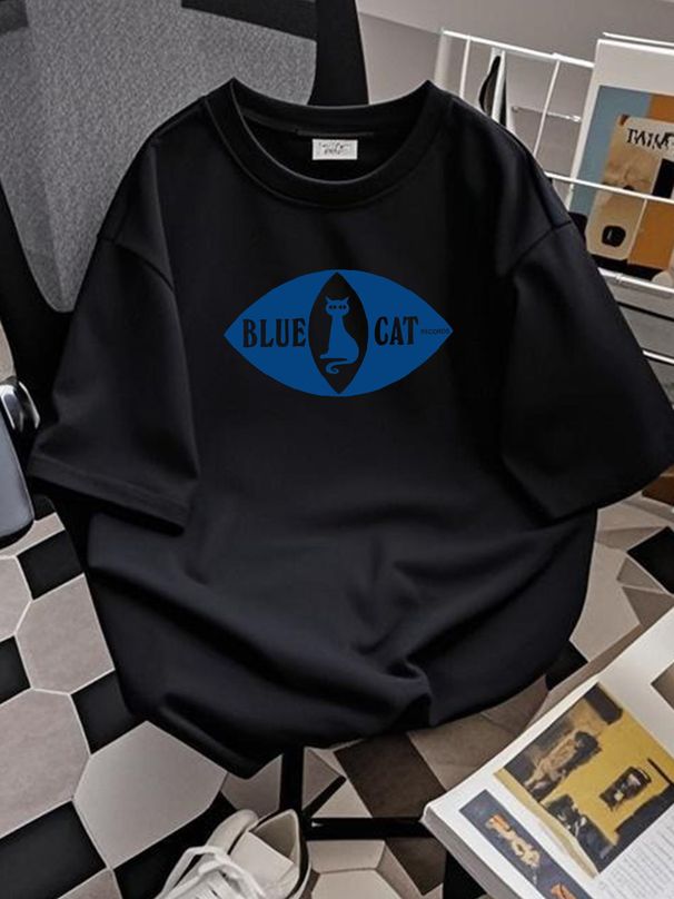 BLUE CAT Records T-Shirt Trojan Ska Jazz Funk Soul Vinyl Label S-6XL Tee Stylish Homme Comfortable Versatile Soft Top For Everyday Wear Slightly_viptrois.com