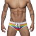 UXH Colorful Striped Sexy With Cup U-Convex 3D Beach Triangle Men's Swim Trunks_viptrois.com