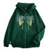 Skull Butterfly Street Hip-Hop Gothic Y2K Black Zipper Hoodie Harajuku Jacket Sweatshirt For Women_viptrois.com
