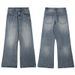 Men's Clothing American High Street Vibe Lightning Crackle Pattern Cleanfit Wide Leg Flared Jeans For Men_viptrois.com