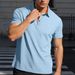 Summer Popular Ice Men's Short Sleeve Lapel Color Matching Button Elastic Casual Polo_viptrois.com