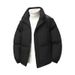 Men's Winter Cotton-Filled Jacket - Loose Fit Casual Stand Collar Coat For Unisex Fashion (Black, Purple, Olive, Khaki)_viptrois.com