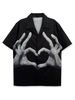 Men's Clothing European Size Trendy Brand Niche Korean Hip Hop Short Sleeved Printed Shirt Men's Beach Loose Casual Couple Shirt Women_viptrois.com