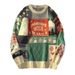 Men's Color-Block Knit Sweater – Trendy Jacquard Pattern For Halloween & Christmas (Blue/Red, EU Sizes S-2XL)_viptrois.com