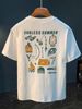 Printed Short For Men's Summer New Style Trendy Youth Loose Half Sleeve Round Neck Breathable Comfortable White_viptrois.com