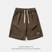 Men's Clothing Split Three Dimensional Pleated Casual Shorts Retro Texture Loose Letter Embroidered Sports Shorts_viptrois.com