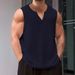 Men's Clothing Summer Thin Vest Loose Casual Sports Fitness Running Basketball Solid Color V Neck T Shirt_viptrois.com