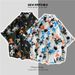 CT Couple Men And Women Pattern Korean Style Student Trend Short Sleeve Floral Shirt Thin Youth Casual Summer Wear_viptrois.com