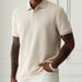Men's Clothing Summer Men's Fashion Casual All Match Round Neck Short Sleeve Texture Polo Shirt Tops_viptrois.com