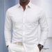 Classic Fit Men's Casual Shirt Long Sleeve Button Down Collar Solid Color Comfort Stretch Fabric For Daily Wear & Business Casual_viptrois.com