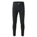Men's Clothing High Street Black Trousers Wrinkled Skinny Elastic Men's Jeans Slim Fit 800_viptrois.com