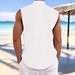 Men's Sleeveless Solid Color Shirt European American Style Collared Beach Cardigan Casual Moisture Wicking Sweat Absorbing Light Short-Sleeved Thin_viptrois.com